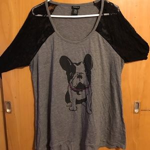 Long Sleeve Gray Dog Shirt / Lace Arms